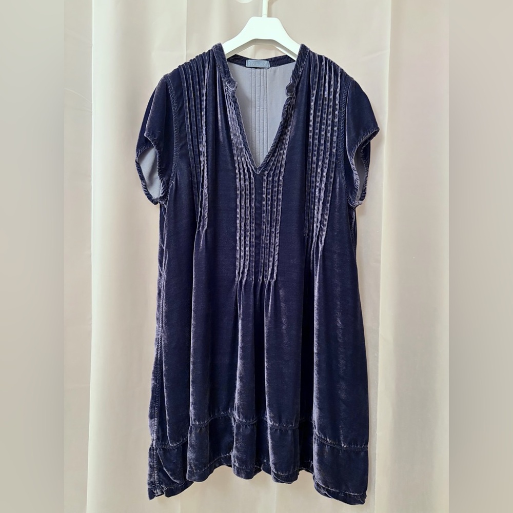 CP Shades Teal Velvet Pleated Tunic Dress